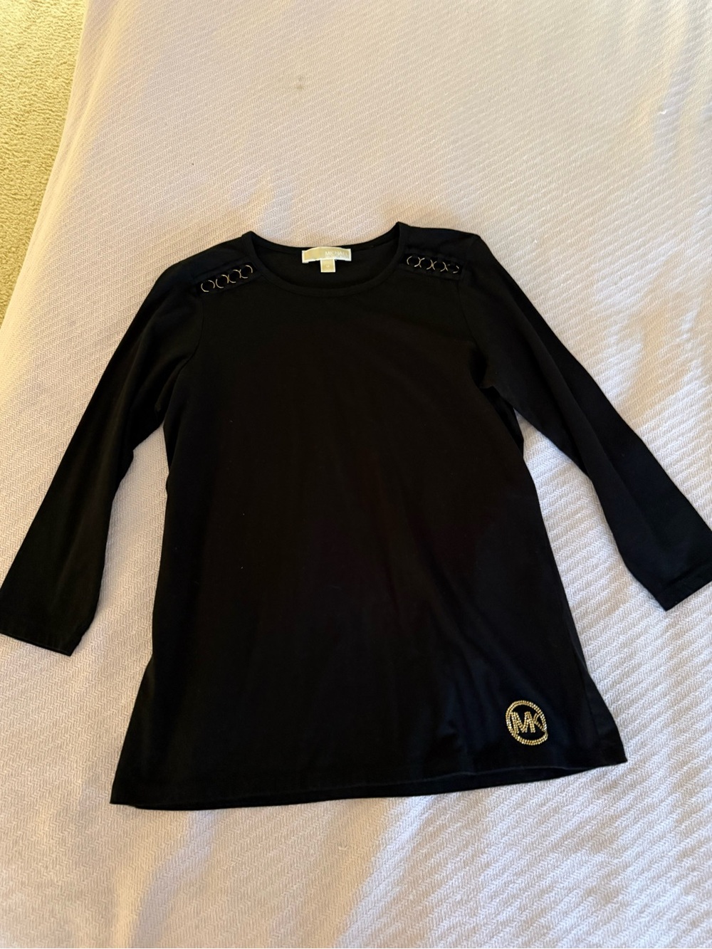 Michael Kors Black Long Sleeve Women’sLogo Tunic with Grommet Detail